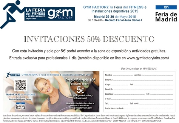 GYM FACTORY, la Feria del FITNESS: Invitaciones con el 50% de descuento